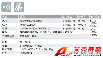 PM11數字萬用表|日本三和Ssanwa數字萬用表  技術參數